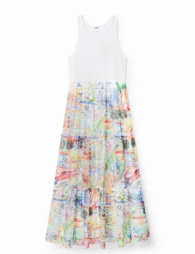Robe longue combinée tulle WHITE XXL female - Desigual - FashionsVida