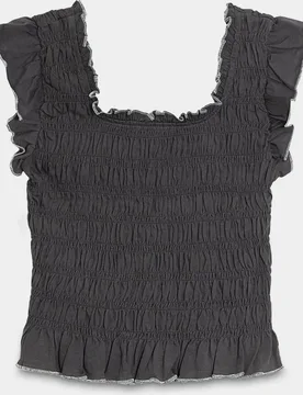 Top fruncido de mujer con volantes en hombros - Noon - FashionsVida