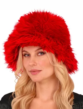 Plüsch Anglerhut Rot Bob aus rotem Plüsch für Erwachsene - Widmann - FashionsVida