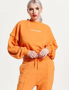 Women's Sweatshirt in Orange with Logo Size: Medium - Orange - Size: M - House of Holland - FashionsVida