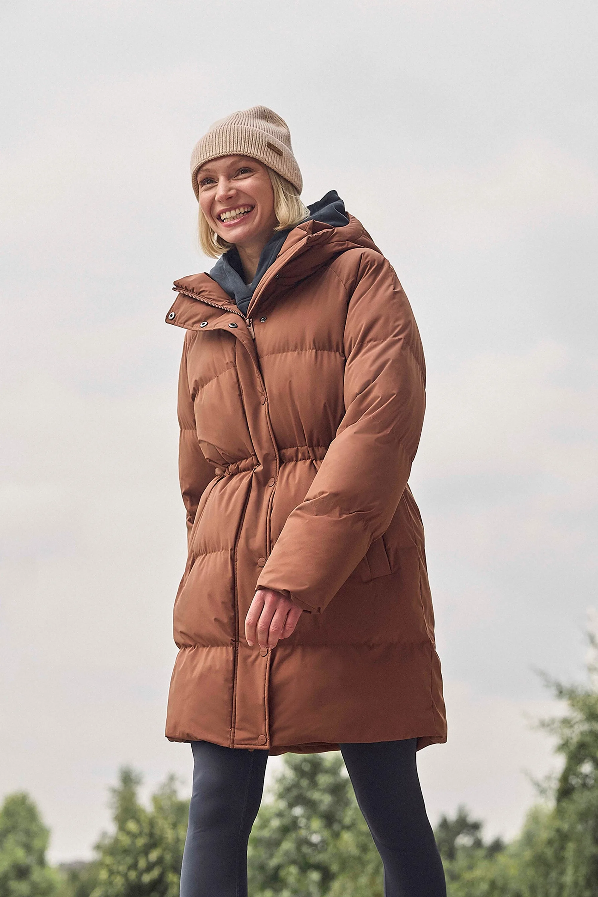 Maggie Womens Waisted Baffle Coat - Orange - Orange - Size: 12 - Animal - FashionsVida