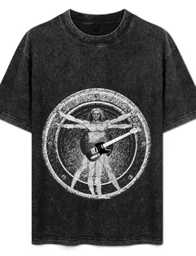 Da Vinci Vitruvian Man with Guitar T-Shirt Cool Feeling Summer Tee Shirt - Aliexpress - FashionsVida