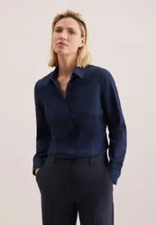Hemdbluse mit Abnähern slim fit Blau 34
