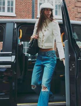 Pure Cotton Cropped Utility Jacket Cream female - River Island - FashionsVida