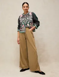 Cord Wide Leg Trousers Green female