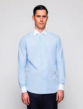 Camisa vertir de hombre cuello y puño doble blanco - Mirto - FashionsVida