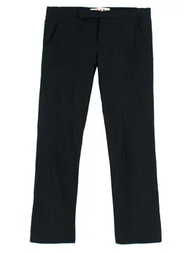 Black Textured Tailored Trousers - Marni - FashionsVida