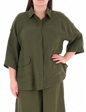 Blusa in lino VERDE OLIVA 17