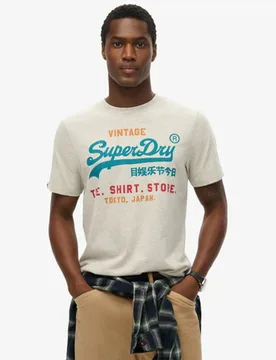 Superdry Herren Vintage Cali T-shirt mit Logo Light Grey - Größe: S - 39.99 - FashionsVida
