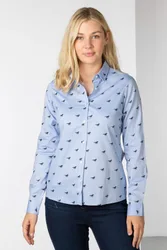 Audrey II Womens Oxford Cotton Printed Shirt - - Size: 18