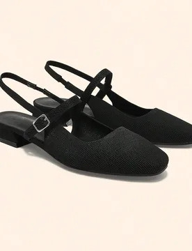 Zapatos planos tipo "Mary Jane" de mujer en color negro con correa, tacón cómodo y punta cuadrada, estilo casual tipo mocasín - Shein - FashionsVida