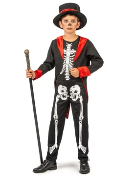 Skelett-Jungenkostüm Horror schwarz-weiss - KARNEVAL-MEGASTORE - FashionsVida