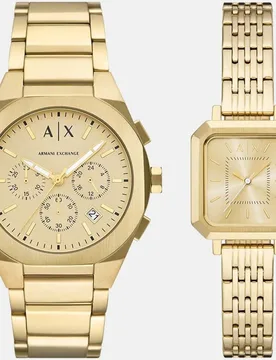 Conjunto para parejas sync con reloj de acero inoxidable con cronógrafo - Armani Exchange - FashionsVida