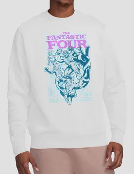 Fantastic Four Lineart Heroic First Family Sweatshirt, White - White - Size: 2XL - Marvel - FashionsVida