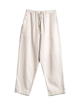 Jogger pants pantaloni in cotone con elastico in vita - panna