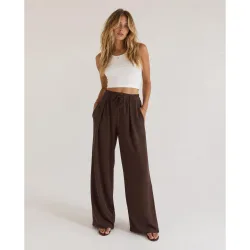 Pantalón ancho de mujer de tiro medio