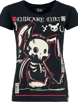 T-Shirt - Comic Bunny T-Shirt - L bis XXL - für Damen - Größe L - schwarz - Frauen - female - Cupcake Cult - FashionsVida