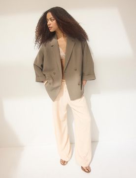 Fließender Blazer mit Doppelreiher Braun XL