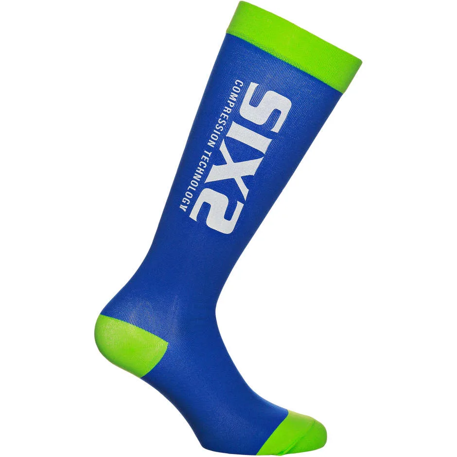 Calza Lunga a Compressione Tecnica Recovery Blu Verde taglia S - Sixs - FashionsVida