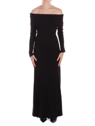 Donna abito ki2574 nero abito in cachemire nero