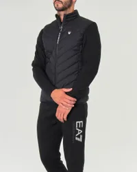 Gilet nero in piuma con trapuntatura spinata