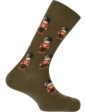 Calcetines de hombre de algodón con soldado de plomo en color verde - Punto Blanco - FashionsVida