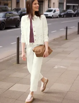 Street One Langarm Overshirt mit Embroidery female Beige