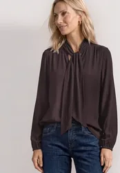 Langarm Bluse mit Schleifendetail female Rot