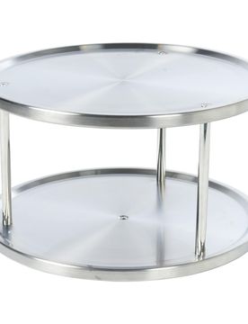 Gewürzregal-Schrankrondell "Doppeldecker", Edelstahl, drehbar, stehend silber