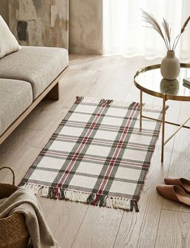 Tappeto a quadri con frange - multicolor