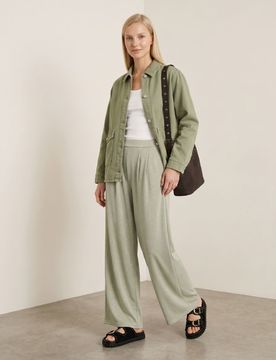 Pantaloni wide leg con filo lurex brillante - verde chiaro