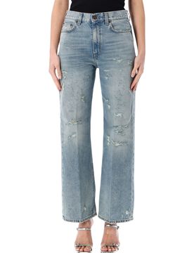 Relaxed Straight-Leg Distressed Jeans - Size 26
