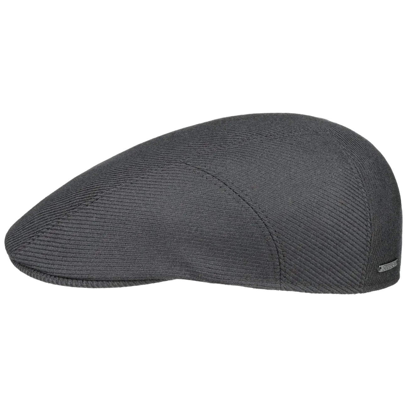 Wool Twill Flat Cap by - dark grey - Size: 61 cm - Stetson - FashionsVida