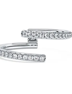 Anello a fascia aperta Eternity, Diamanti creati in laboratorio 0,2 ct tw, Forma rotonda, Oro bianco 18 K 50 - Swarovski - FashionsVida