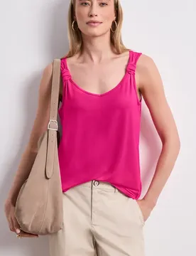 Top mit V-Neck und Knotendetail female Pink