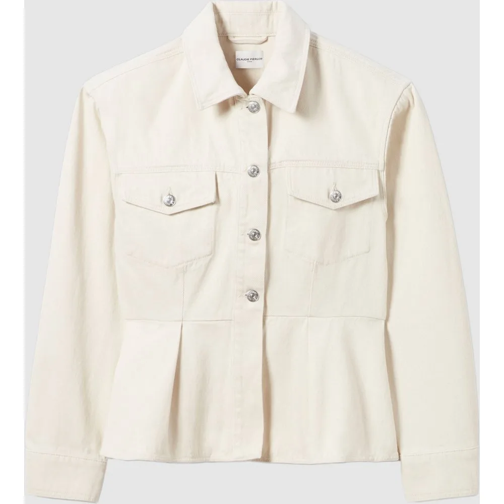 Cazadora de mujer vaquera cruda entallada con peplum - CLAUDIE PIERLOT - FashionsVida