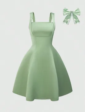 Vestido sin mangas de cuello cuadrado elegante de unicolor para adolescentes - Shein - FashionsVida