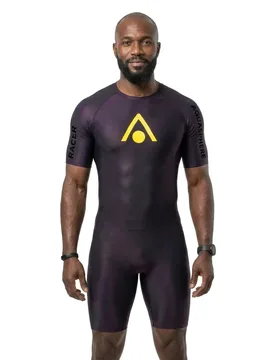 Racer Speed Short Sleeve Shorty Black / Black L Men - Aquasphere - FashionsVida