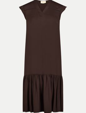 Midi Kleid mit Volants Braun 42