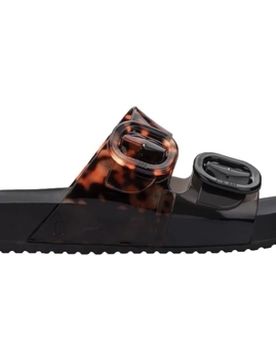 Flache Sandalen Cozy Slide - Black/clear Tortoise 38;39