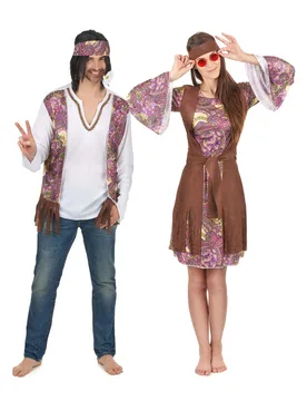 Hippie-Paarkostüm für Erwachsene bunt - BCI - FashionsVida