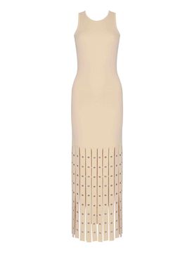 Vestito In Maglia Di Viscosa Con Frange