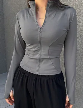 Chaqueta con cremallera y manga larga, ropa de mujer de otoño - Shein - FashionsVida