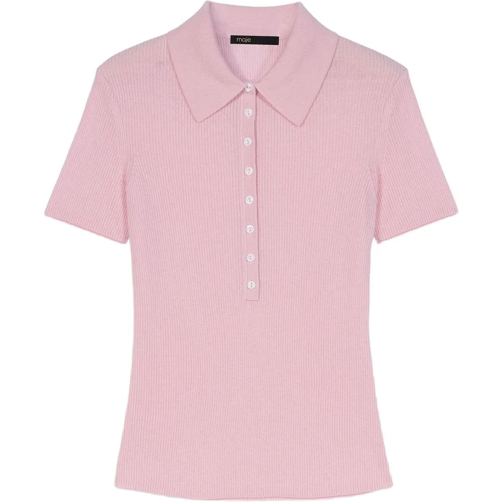 Polo de mujer liso con manga corta - Maje - FashionsVida