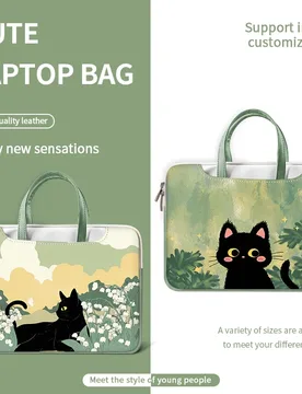 DIY Black Cat Laptop Bag Sleeve Handle Bag 14 15 17inch Waterproof Shockproof Case PU Laptop Backpack Messenger Bag Laptop Case - Aliexpress - FashionsVida
