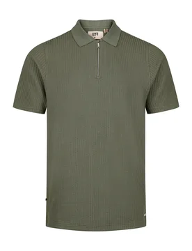 Mens Waffle Polo In Clover - Green - Size Medium - Luke 1977 - FashionsVida