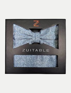 Box mit Fliege & Einstecktuch Blau