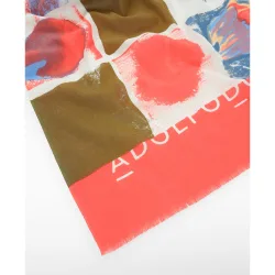 Fular de mujer tipo chal estampado en patchwork de algodón