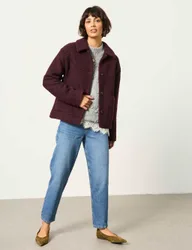 Wool Blend Textured Jacket Plum female