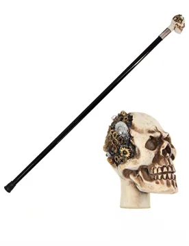Steampunk Spazierstock mit Totenkopf Knauf 93cm Metall - CHAKS - FashionsVida